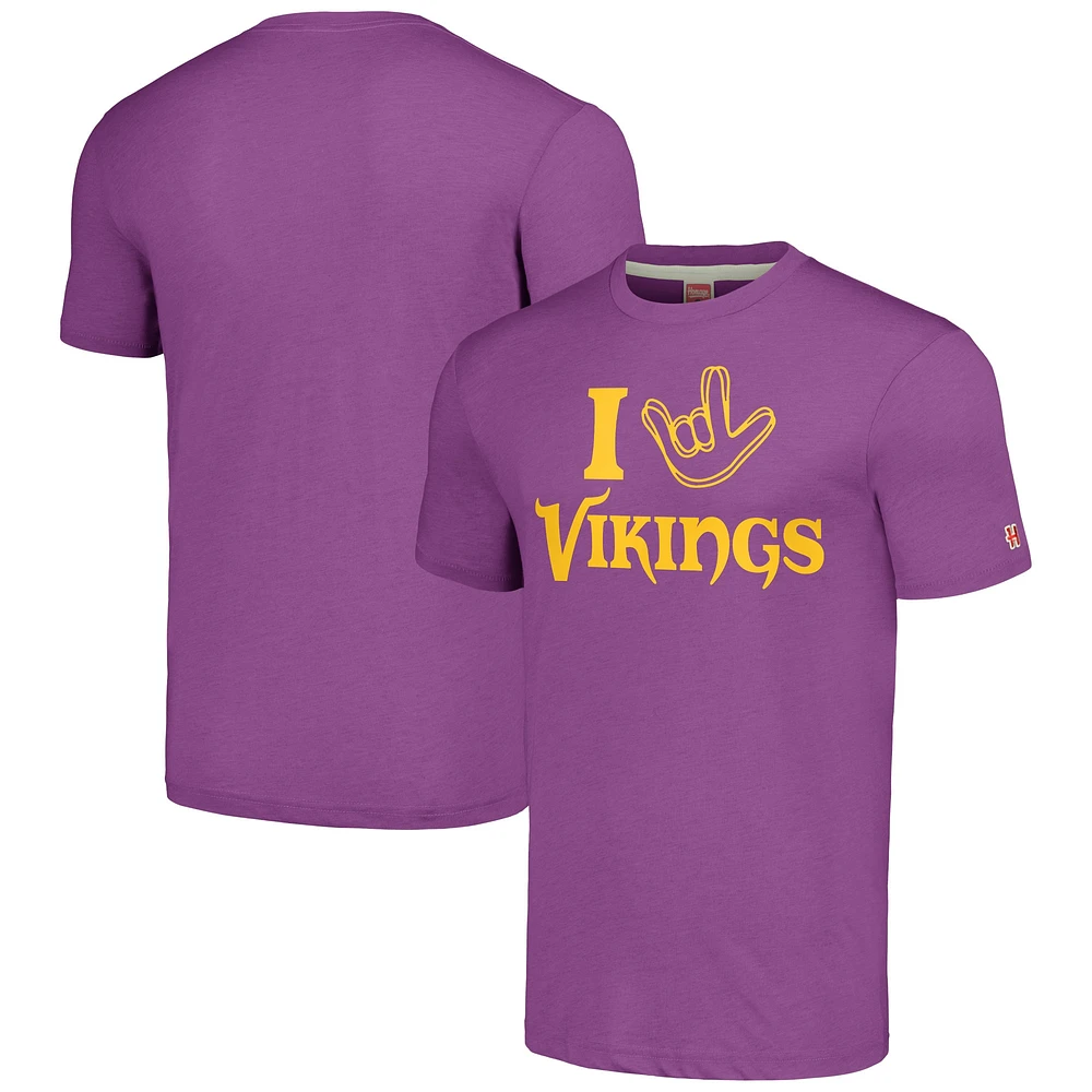 Hommage unisexe violet Minnesota Vikings La collection NFL ASL par Love Sign T-shirt triple mélange