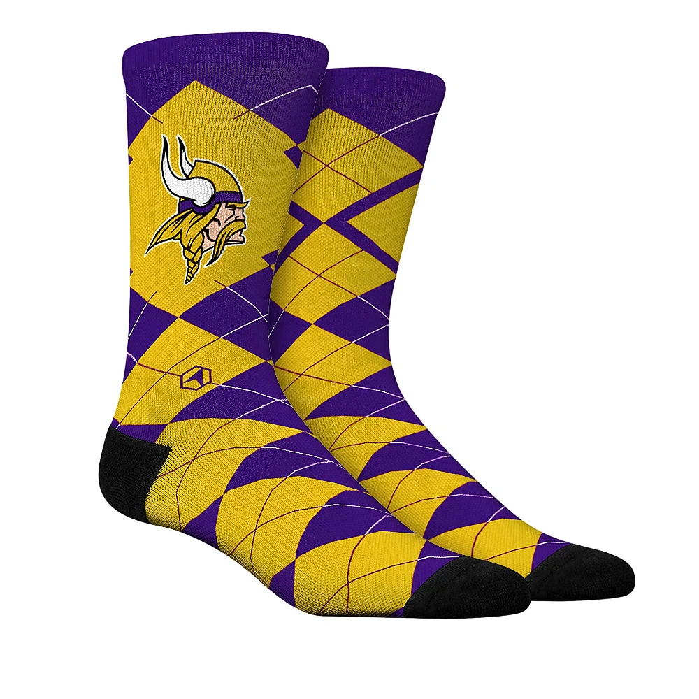 Chaussettes unisexes Rock Em Socks Minnesota Vikings Argyle Knitted Dress Socks