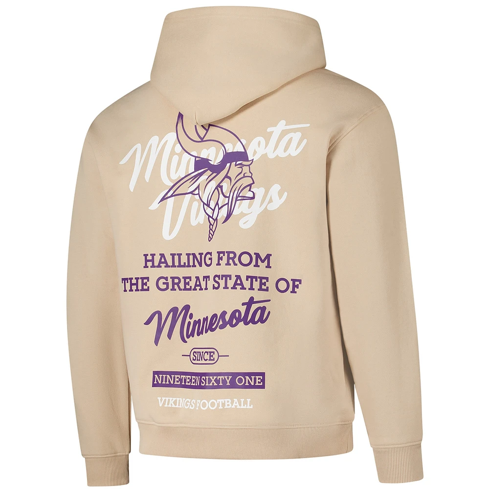 Unisex The Wild Collective Cream Minnesota Vikings Fleece Pullover Hoodie