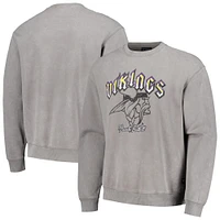 Unisex The Wild Collective Gray Minnesota Vikings Distressed Pullover Sweatshirt