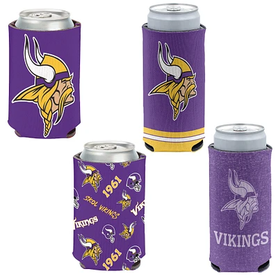 WinCraft Minnesota Vikings, paquet de 4, 12 oz. Ensemble refroidisseur de canettes et de canettes minces