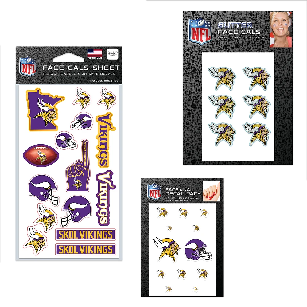 WinCraft Minnesota Vikings 4" x 7" Waterless Tattoos Set