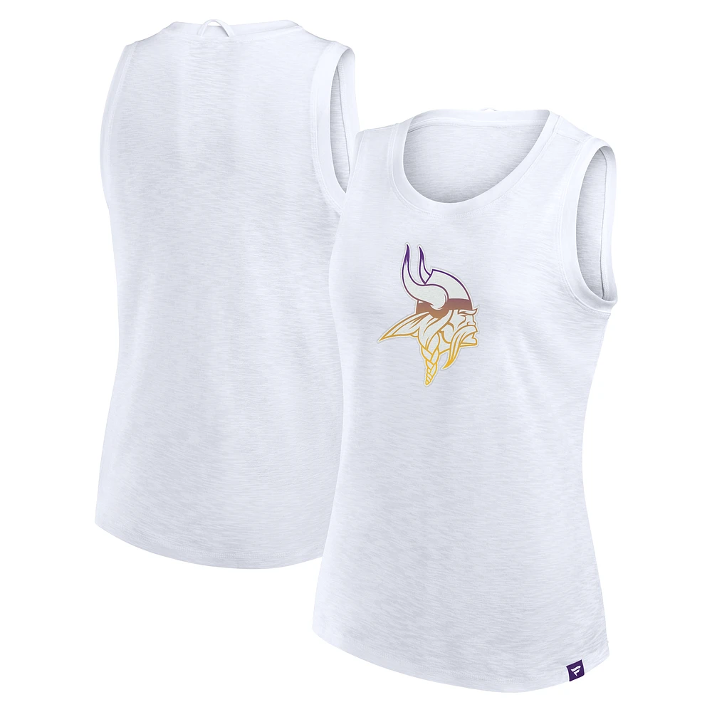 Débardeur blanc à logo flammé des Vikings du Minnesota Fanatics pour femmes