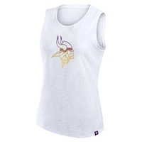 Débardeur blanc à logo flammé des Vikings du Minnesota Fanatics pour femmes