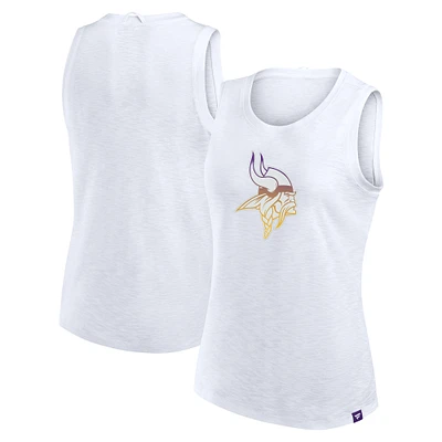 Débardeur blanc à logo flammé des Vikings du Minnesota Fanatics pour femmes