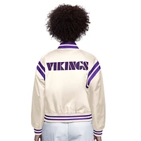 Veste en satin à boutons-pression pour femme Starter Cream Minnesota Vikings