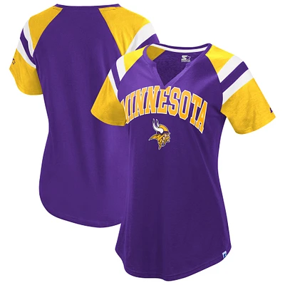 Women's Starter  Purple Minnesota Vikings Game On Notch Neck Raglan T-Shirt
