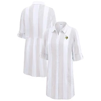 Women's Tommy Bahama  Khaki/White Minnesota Vikings Rugby Beach Stripe Button-Up Tunic