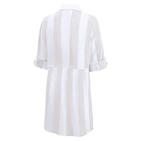 Women's Tommy Bahama  Khaki/White Minnesota Vikings Rugby Beach Stripe Button-Up Tunic