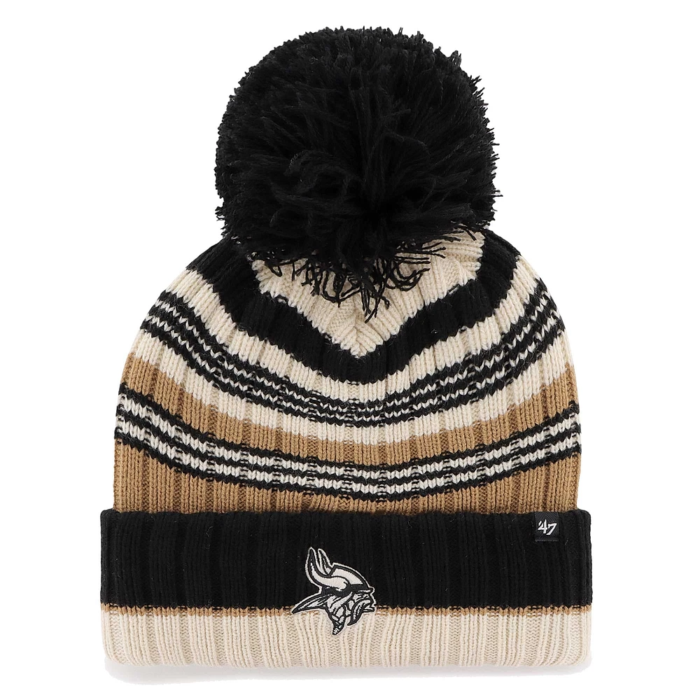 Bonnet en tricot à revers Barista '47 Natural Minnesota Vikings pour femmes avec pompon