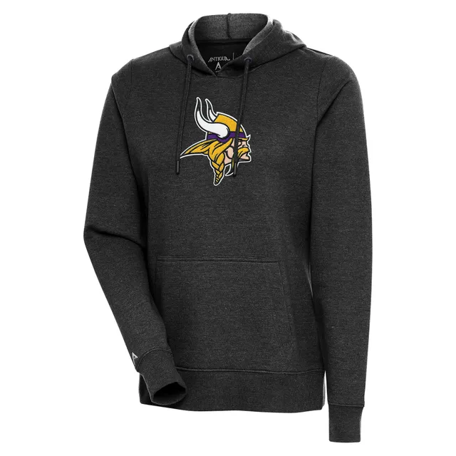 Men's Antigua Black Minnesota Vikings Logo Victory Pullover Hoodie