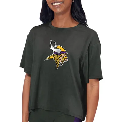 Minnesota Vikings Certo Women's Cropped T-Shirt - Charcoal