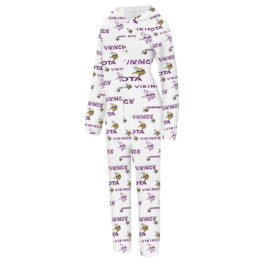 Women's Concepts Sport  Cream Minnesota Vikings Docket Hoodie Full-Zip Union Suit