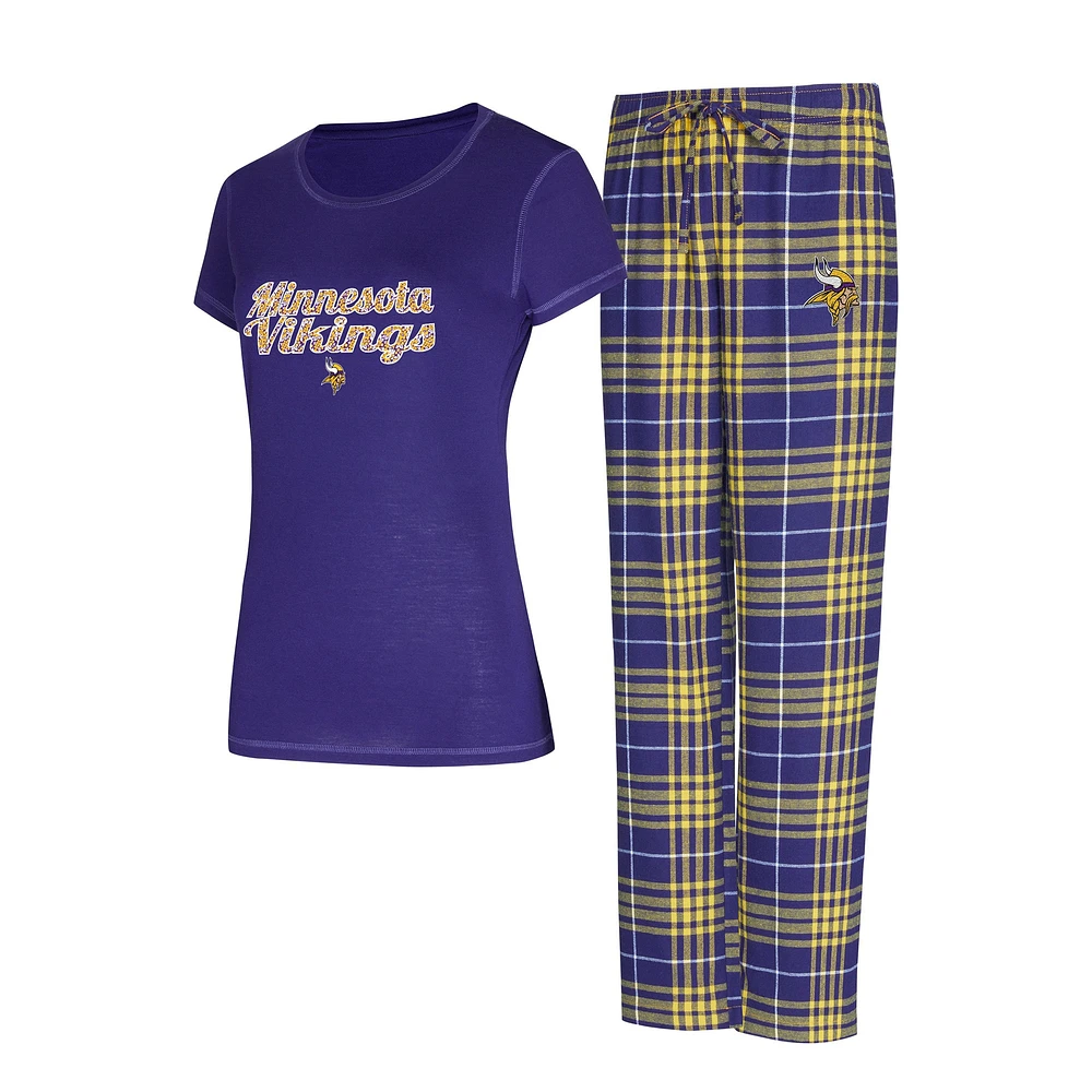 Women's Concepts Sport Minnesota Vikings Plus Script T-Shirt & Pants Sleep Set