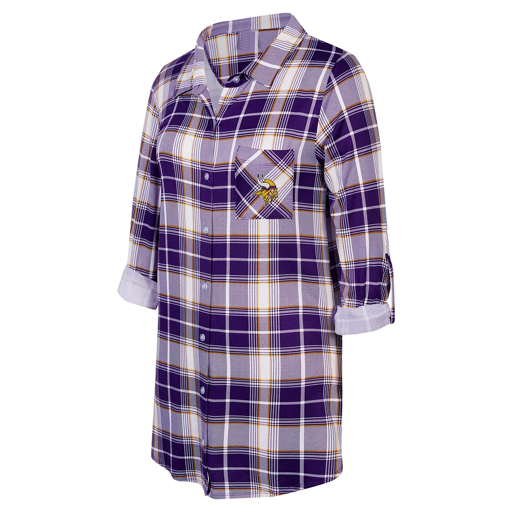 Women's Concepts Sport Purple Minnesota Vikings Ashford Plaid Knit Nightshirt