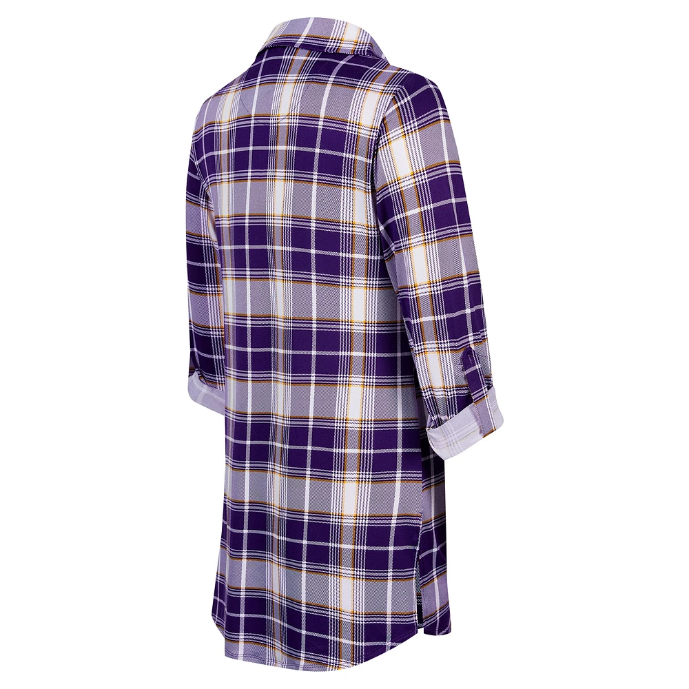 Women's Concepts Sport Purple Minnesota Vikings Ashford Plaid Knit Nightshirt