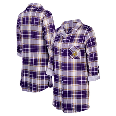 Women's Concepts Sport Purple Minnesota Vikings Ashford Plaid Knit Nightshirt