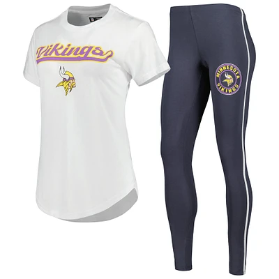 Ensemble de pyjama et leggings Sonata Minnesota Vikings Concepts Sport pour femmes, blanc/anthracite