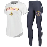 Women's Concepts Sport White/Charcoal Minnesota Vikings Sonata T-Shirt & Leggings Sleep Set