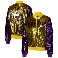 Veste zippée à paillettes bicolore pour femme Cuce Gold Minnesota Vikings