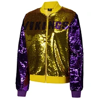 Veste zippée à paillettes bicolore pour femme Cuce Gold Minnesota Vikings