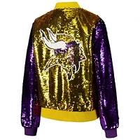 Veste zippée à paillettes bicolore pour femme Cuce Gold Minnesota Vikings