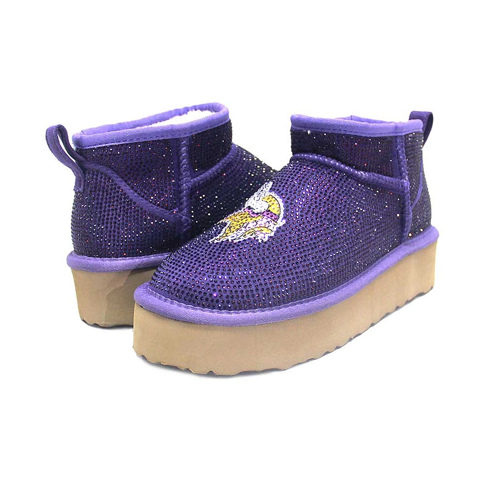 Women's Cuce Purple Minnesota Vikings Crystal Platform Boots