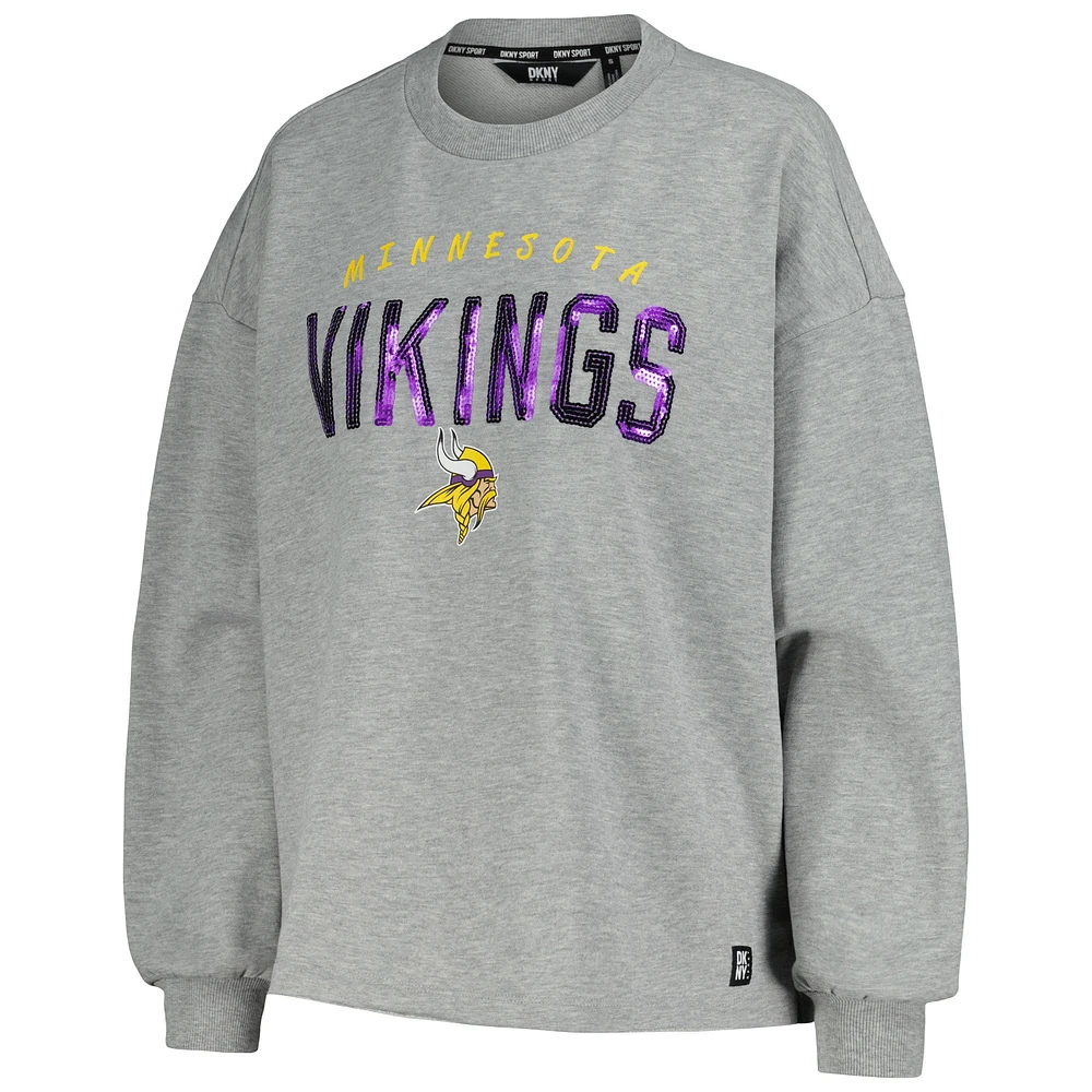 Women's DKNY Sport Heather Charcoal Minnesota Vikings Penelope Pullover Sweatshirt