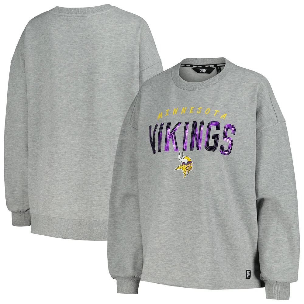 Women's DKNY Sport Heather Charcoal Minnesota Vikings Penelope Pullover Sweatshirt