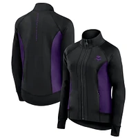 Women's Fanatics Black Minnesota Vikings Studio Fitted Full-Zip Gym Track Jacket