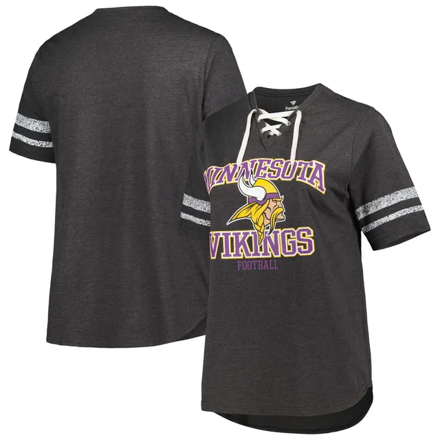 Baltimore Ravens Women's Heather Gray Plus Size Lace-Up V-Neck T-Shirt