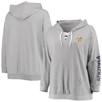 Women's Fanatics Branded Heathered Gray Buffalo Bills Plus Size Lace-Up  Pullover Hoodie