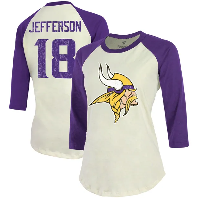 Justin Jefferson Minnesota Vikings Youth Purple Distressed Name & Number  Tri-Blend T-Shirt