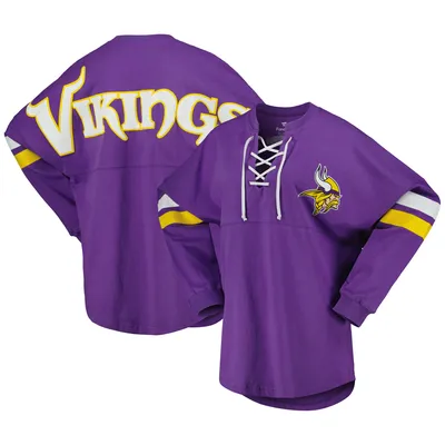 Minnesota Vikings Fanatics Branded Women's Spirit Jersey Lace-Up V-Neck Long Sleeve T-Shirt - Purple