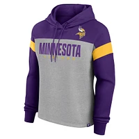 Women's Fanatics Heather Gray/Purple Minnesota Vikings Bold Play Call Pullover Hoodie