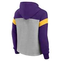 Women's Fanatics Heather Gray/Purple Minnesota Vikings Bold Play Call Pullover Hoodie