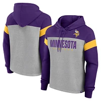 Women's Fanatics Heather Gray/Purple Minnesota Vikings Bold Play Call Pullover Hoodie