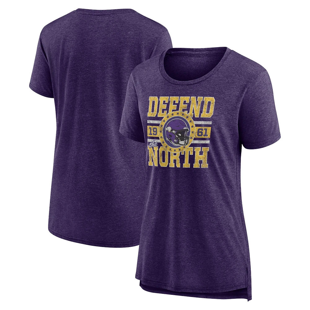 Women's Fanatics Heather Purple Minnesota Vikings Our Pastime Tri-Blend T-Shirt