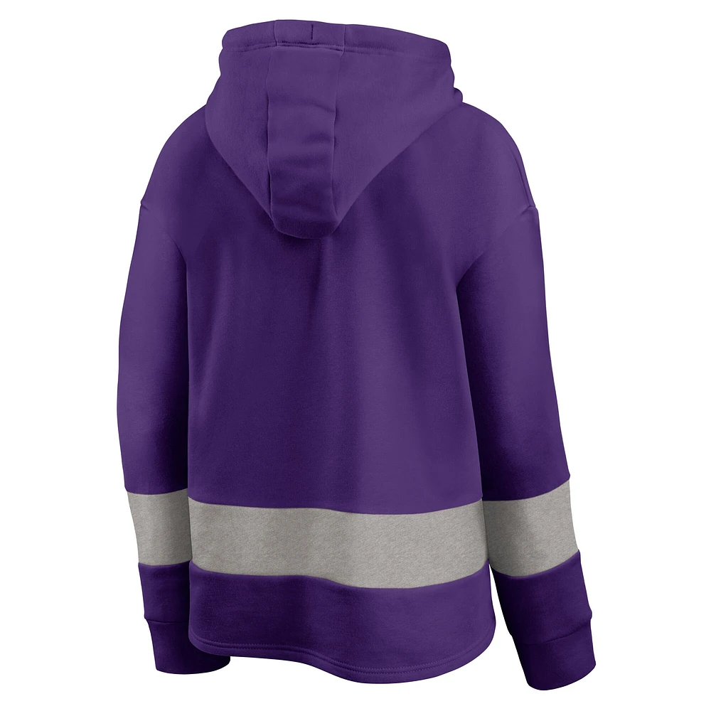Sweat à capuche en polaire blocs de couleurs violet/gris Minnesota Vikings Huddle Up Fundamental pour femmes Fanatics