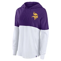Women's Fanatics Purple/White Minnesota Vikings Backup Option Long Sleeve Hoodie T-Shirt