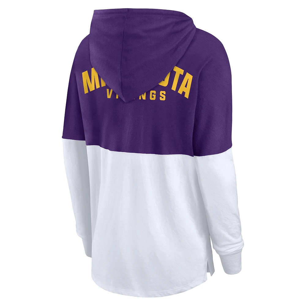 Women's Fanatics Purple/White Minnesota Vikings Backup Option Long Sleeve Hoodie T-Shirt