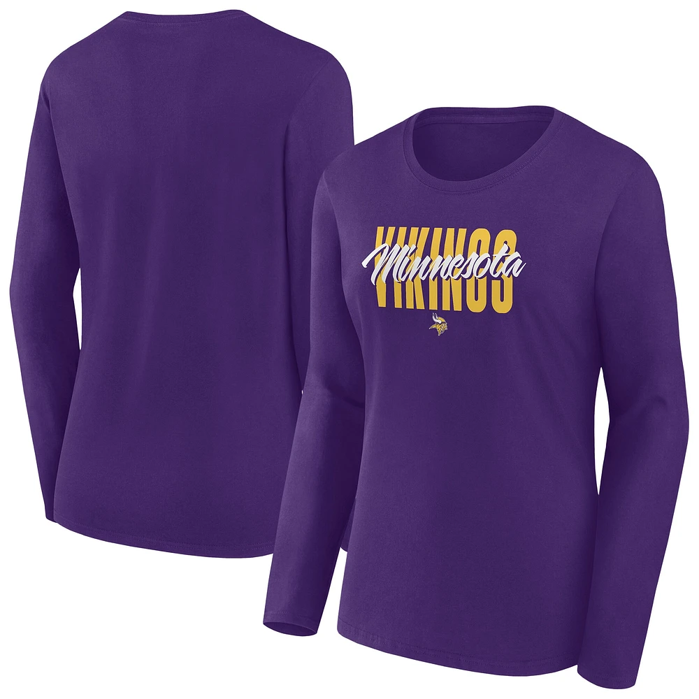 T-shirt à manches longues et col rond pour femme Fanatics Purple Minnesota Vikings