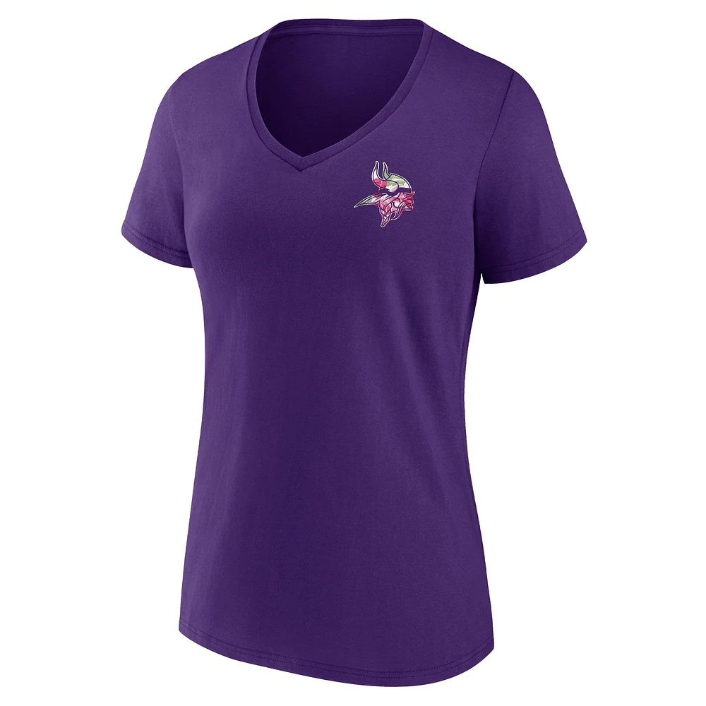 T-shirt à col en V violet pour femme Fanatics Minnesota Vikings Mother's Day #1 Mom