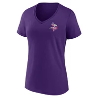 T-shirt à col en V violet pour femme Fanatics Minnesota Vikings Mother's Day #1 Mom