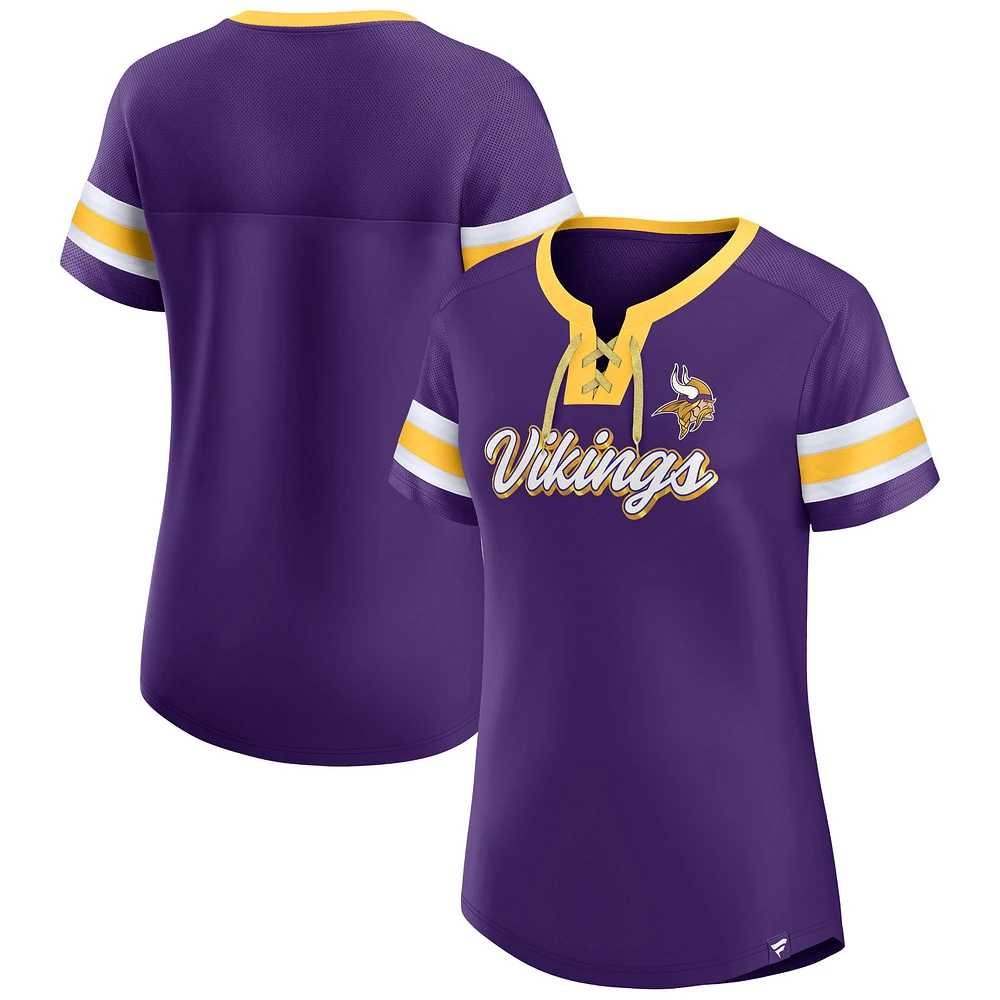 Women's Fanatics Purple Minnesota Vikings Original State Lace-Up T-Shirt