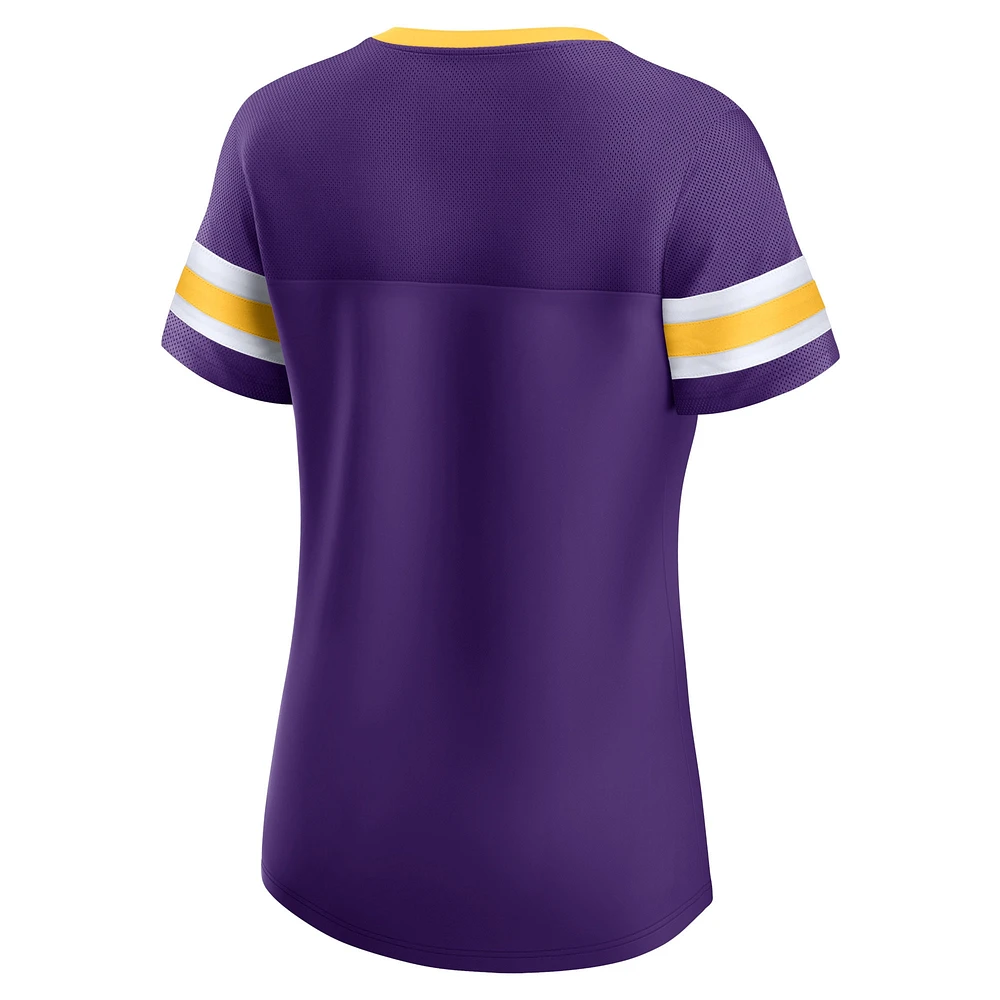 T-shirt à lacets original pour femme Fanatics Purple Minnesota Vikings