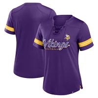 T-shirt à lacets violet Fanatics pour femmes avec inscription Play Script des Vikings du Minnesota