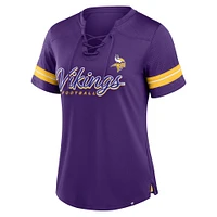 T-shirt à lacets violet Fanatics pour femmes avec inscription Play Script des Vikings du Minnesota