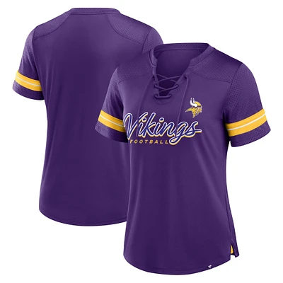 Women's Fanatics Purple Minnesota Vikings Play Script Lace-Up T-Shirt