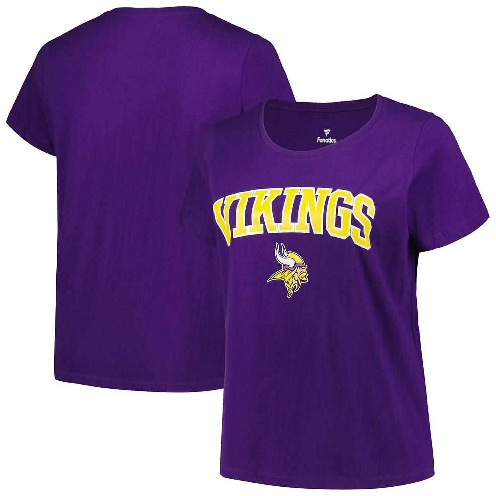 Women's Fanatics Purple Minnesota Vikings Plus Arch Over Logo T-Shirt